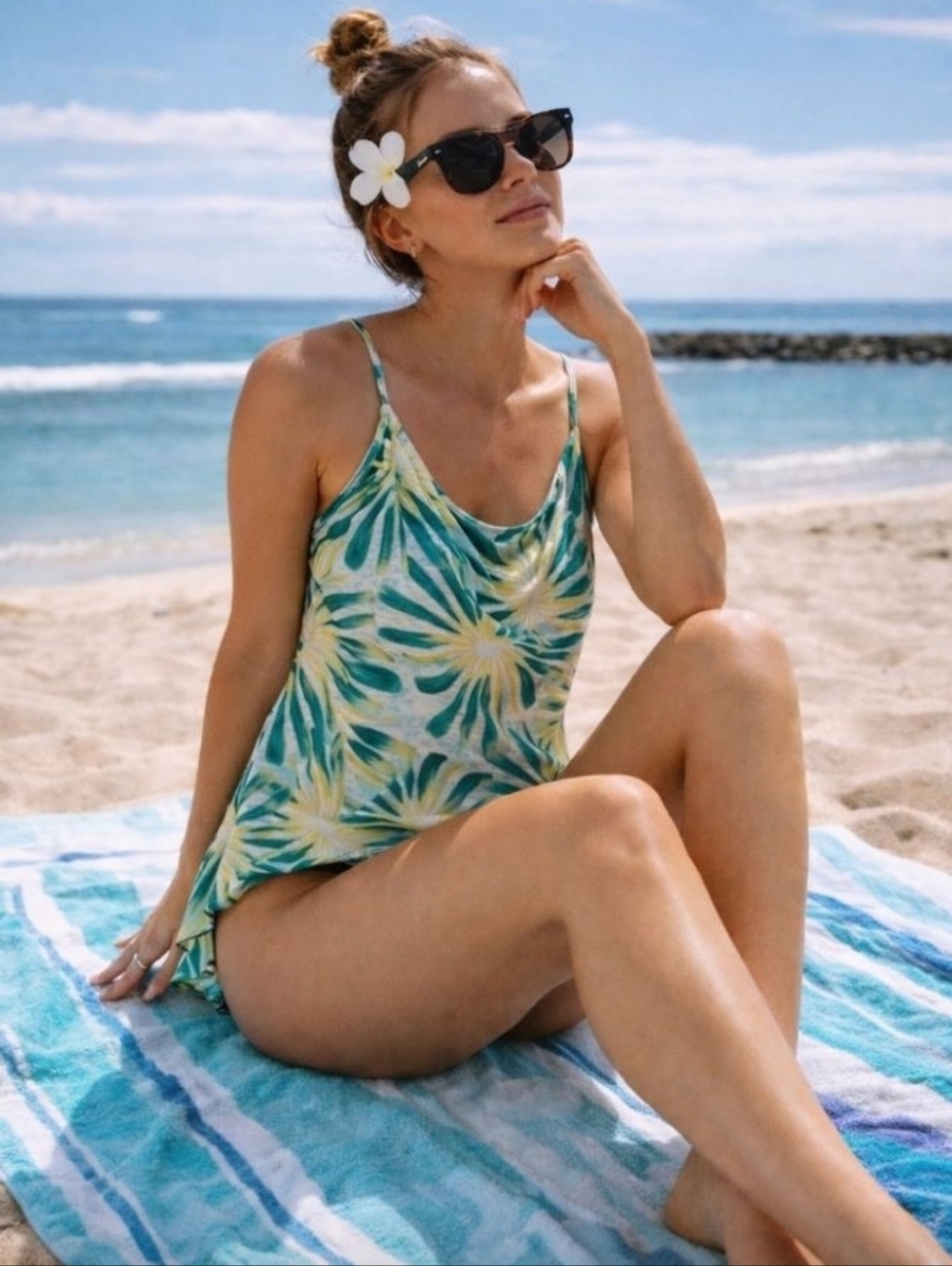 NWT Pomandère 100% Silk Palm Leaf Yellow & Green Tank Top - Women's size 2
